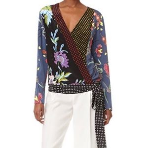 DVF Silk Wrap Blouse, Sz L